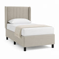Letto singolo con testiera imbottita beige in poliestere rettangolare 90 x 200 cm