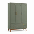 Armadio guardaroba a 3 ante con 2 cassetti verde in MDF 120 x 55 x 200 cm