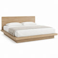 Letto matrimoniale con testiera rettangolare rovere chiaro in MDF e truciolare 160 x 200 cm