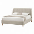 Letto matrimoniale imbottito beige in poliestere 160 x 200 cm
