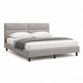 Letto matrimoniale imbottito grigio in poliestere 160 x 200 cm con testiera alta