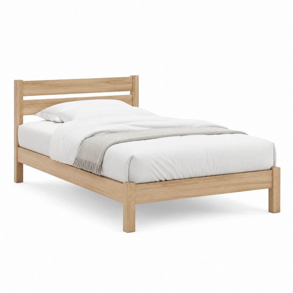 Letto singolo in rovere massello naturale 90 x 200 cm
