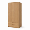 Armadio guardaroba a 2 ante con 2 cassetti rovere 90 x 55 x 200 cm