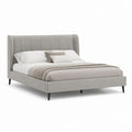 Letto matrimoniale imbottito grigio chiaro in poliestere con testiera alta 160 x 200 cm