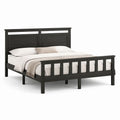 Letto matrimoniale con struttura rettangolare nera in legno massello di pino 160 x 200 cm
