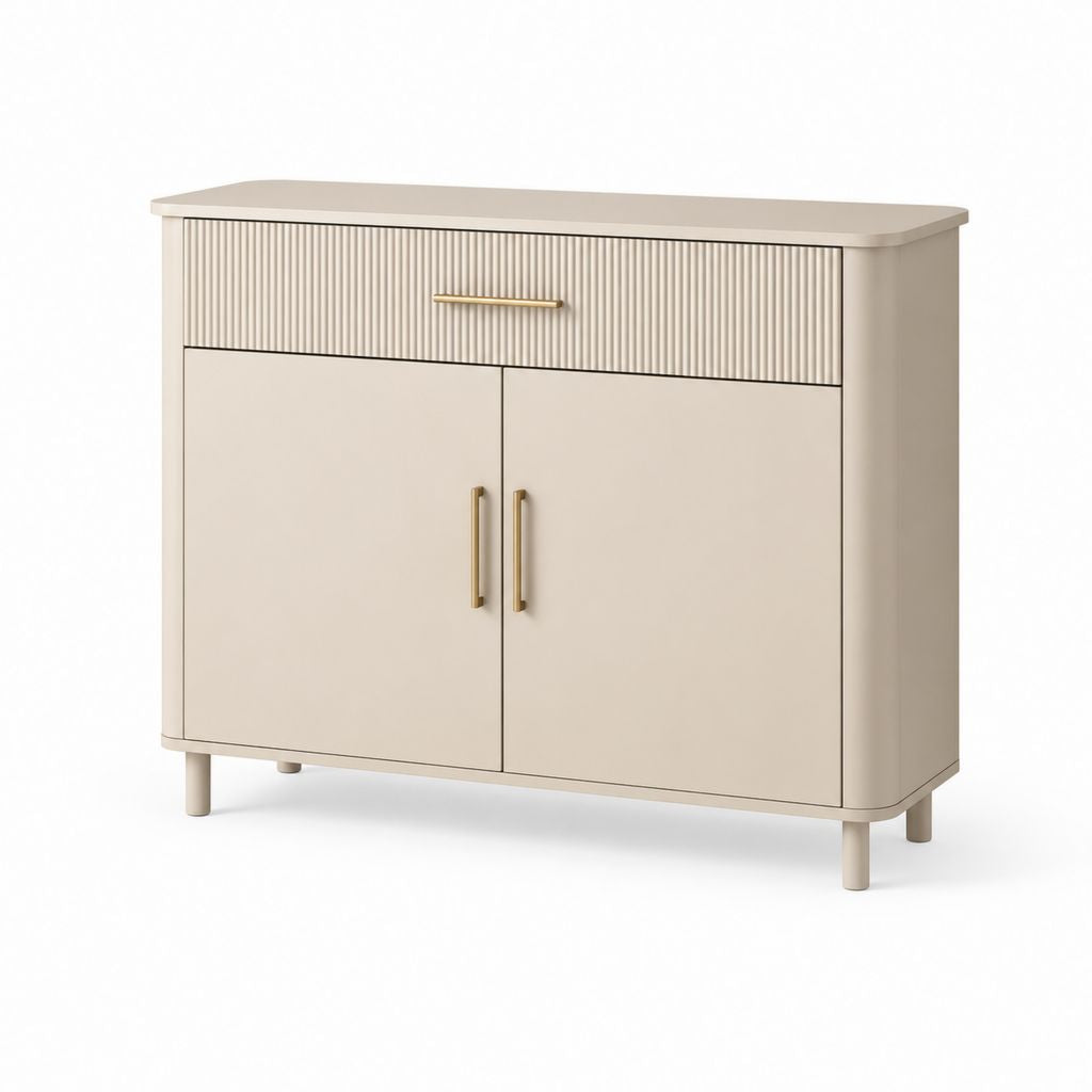 Mobile contenitore da ingresso beige in MDF con 2 ante 1 cassetto 100 x 40 x 90 cm