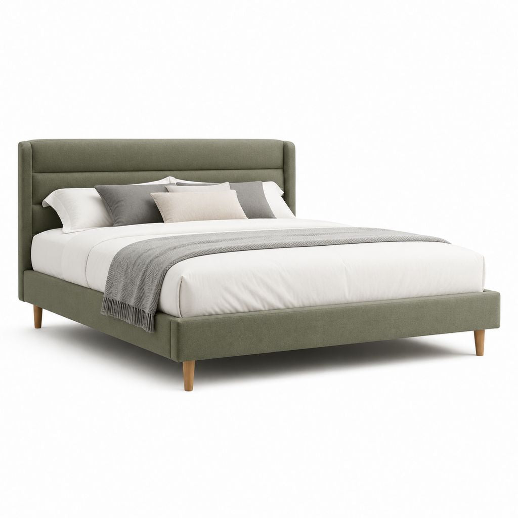Letto matrimoniale imbottito verde in poliestere rettangolare 160 x 200 cm